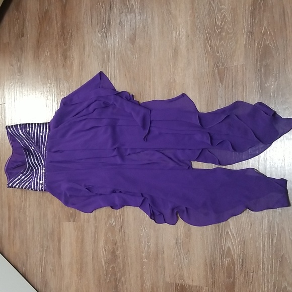 (5/6) LE CHÂTEAU Sequined Empire Waist High Low Jewel Tone Dress Prom Graduation - Picture 4 of 11